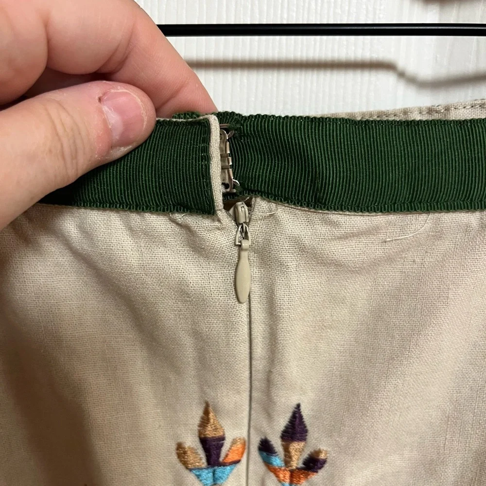 Anthropologie Cream Multicolor Embroidered Pencil Skirt - Picture 9 of 13
